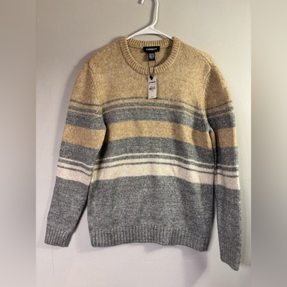 Express Other - Express Men's Crewneck Sweater - Tan, Gray, Cream